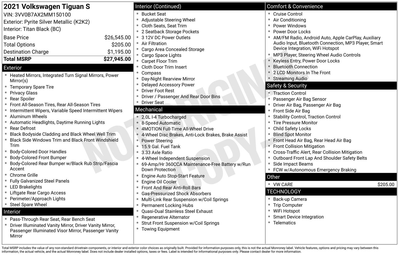 Certified Used 2021 Silver Volkswagen 2.0T S image 8