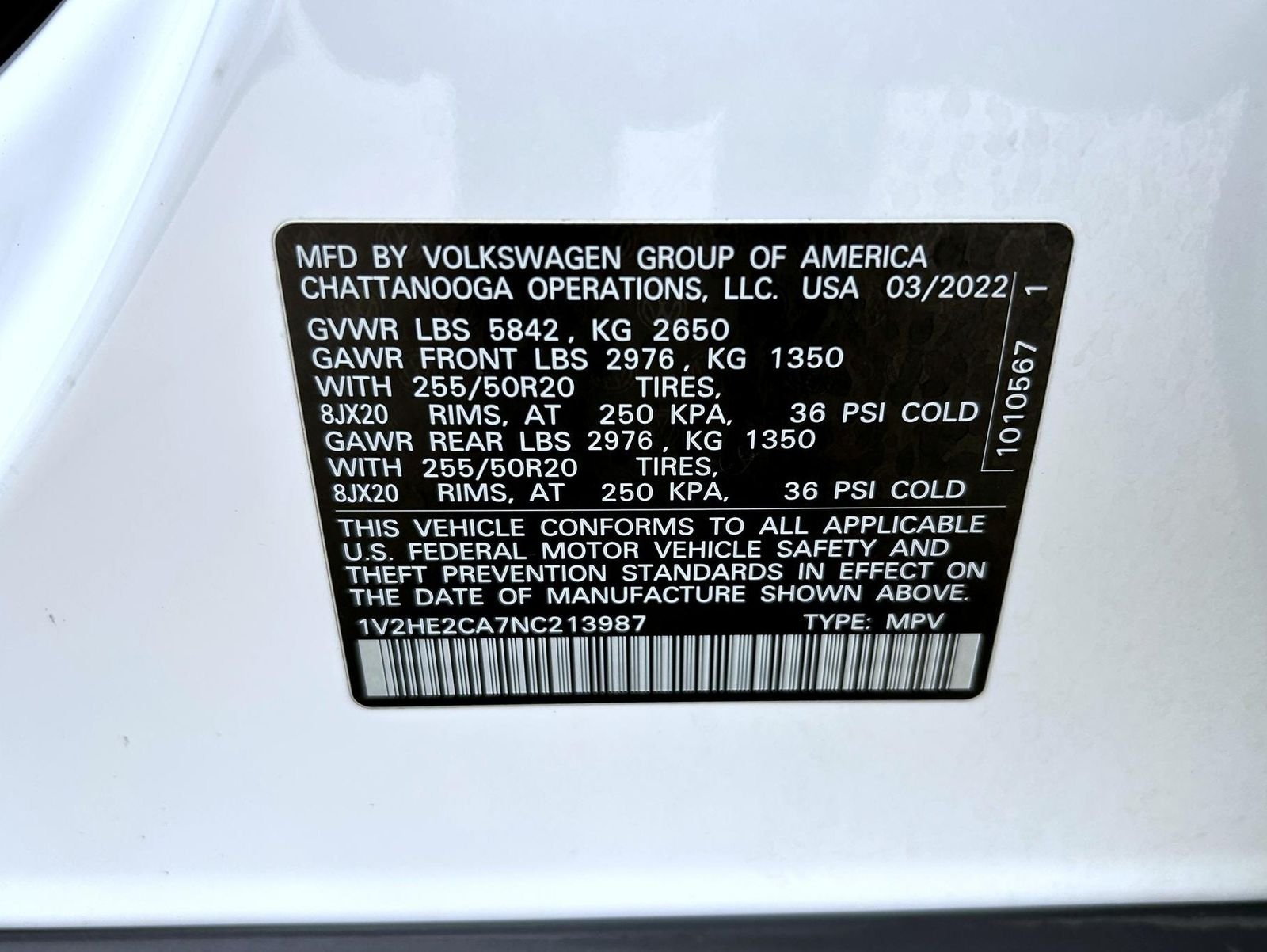 Used 2022 White Volkswagen 3.6L V6 SE w/Technology image 25