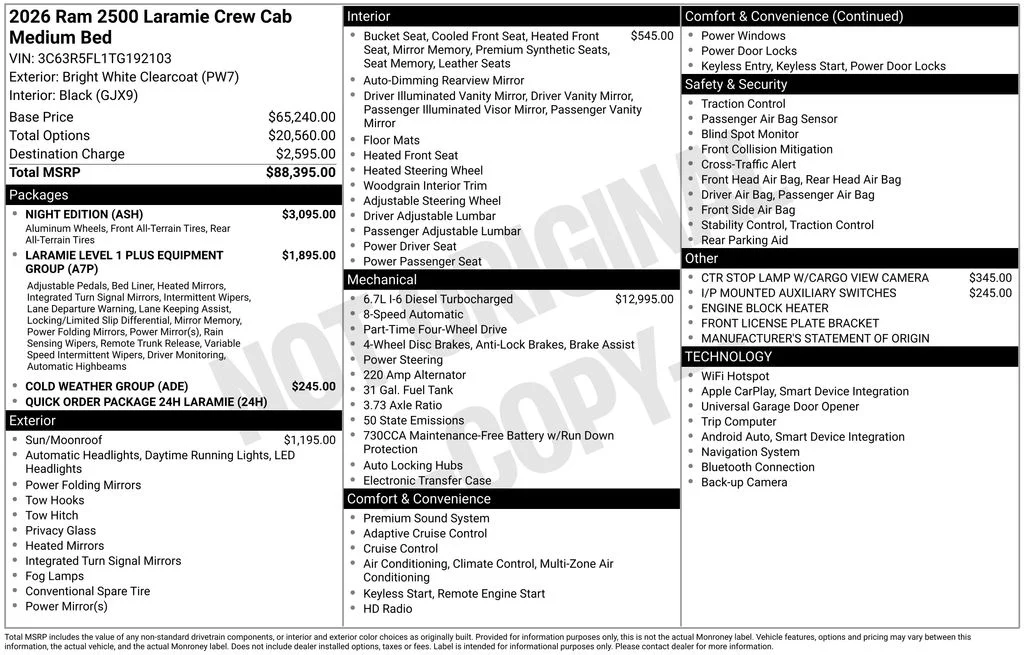 New 2026 Bright White Clear-Coat Exterior Paint RAM Laramie image 42