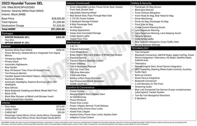 Used 2023 White Hyundai SEL image 16