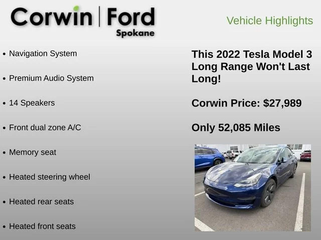 Used 2022 Deep Blue Metallic Tesla Long Range image 6