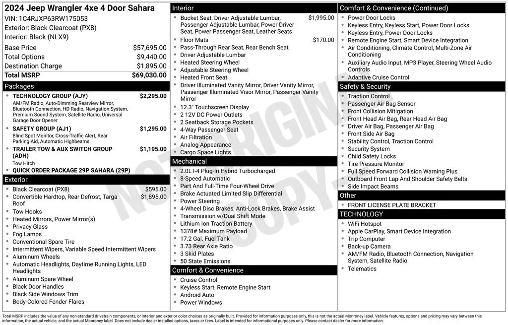 New 2024 Black Clear-Coat Exterior Paint Jeep Sahara 4xe image 6