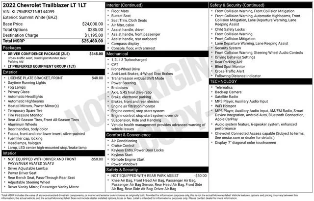 Used 2022 SUMMIT WHITE Chevrolet LT image 5