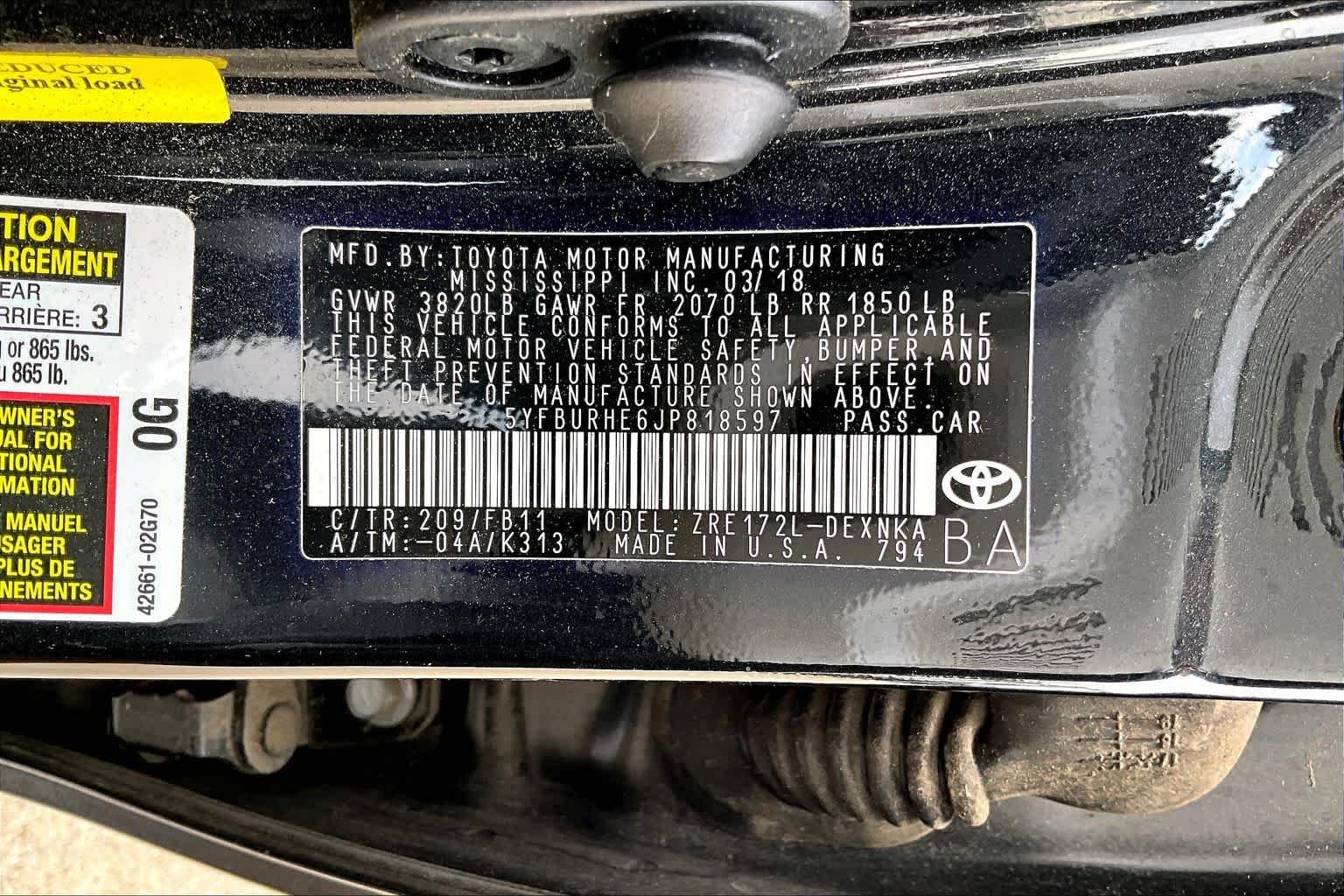 Used 2018 Black Sand Pearl Toyota LE image 35