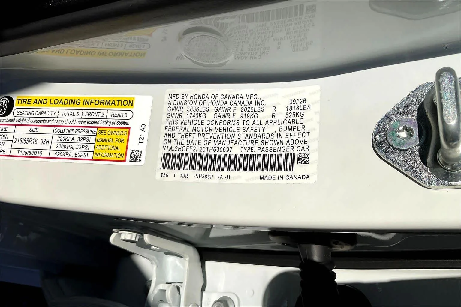 New 2026 Platinum White Pearl Honda LX image 19