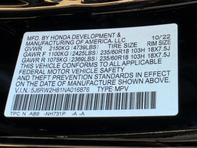 Used 2022 Crystal Black Pearl Honda AWD EX-L image 33