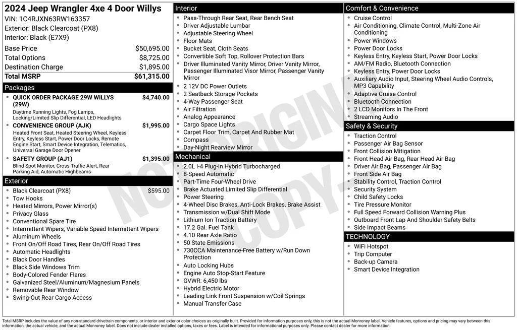 Certified Used 2024 Black Clearcoat Jeep Willys 4xe image 5