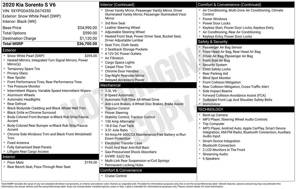 Used 2020 White Kia S image 6