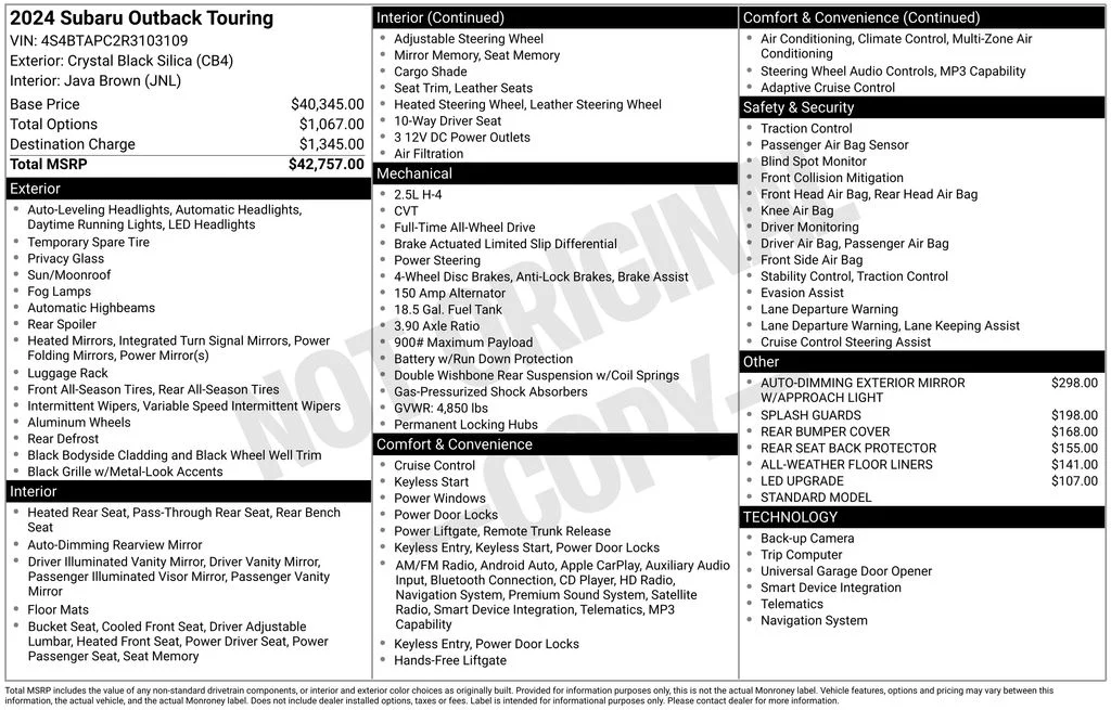 Certified Used 2024 Black Subaru Touring image 8