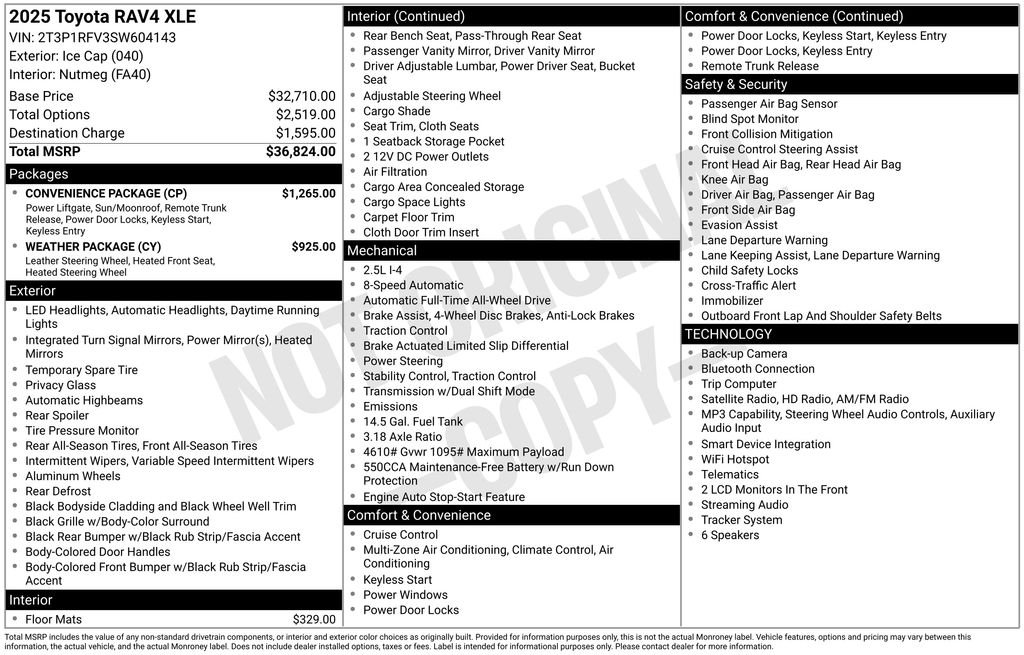 Used 2025 White Toyota XLE image 6