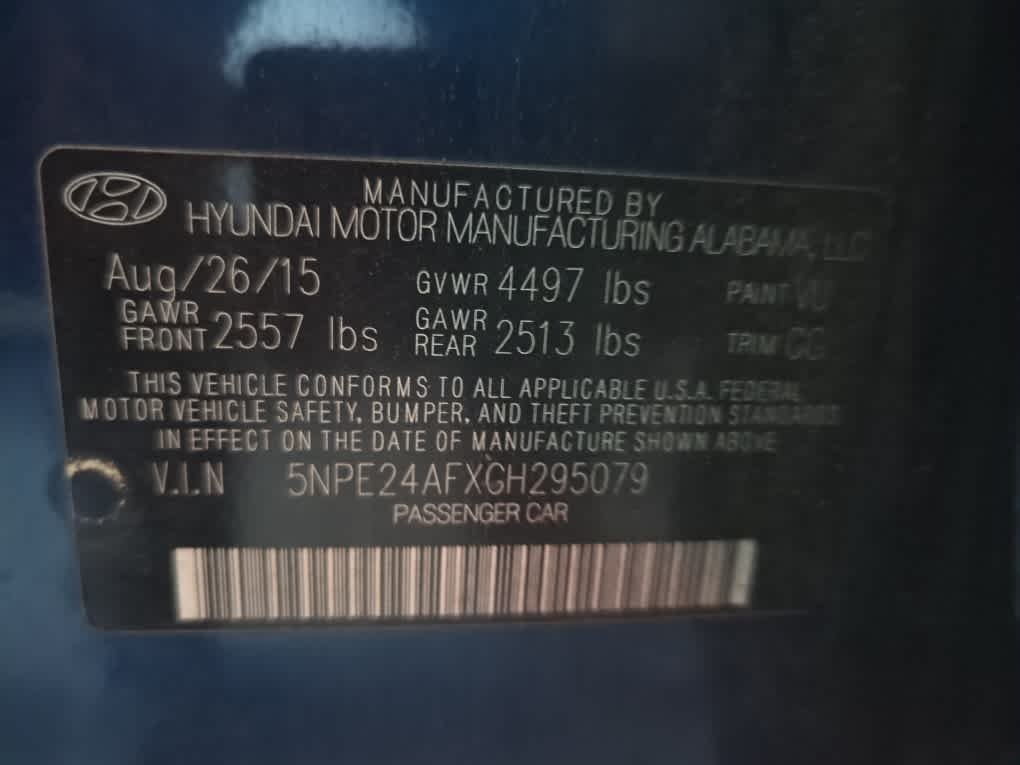 Used 2016 Lakeside Blue Hyundai 2.4L SE image 6