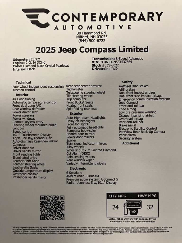 Used 2025 Diamond Black Crystal Pearlcoat Jeep Limited image 24