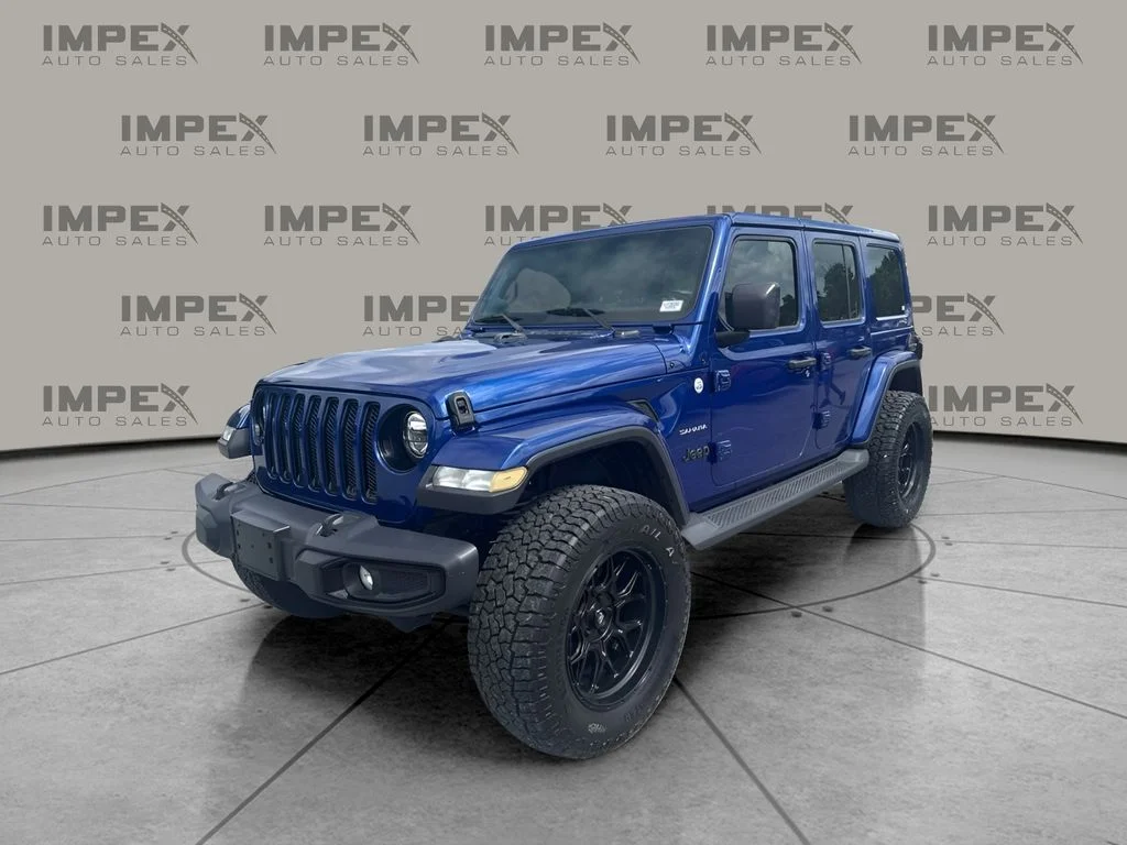 Used 2018 Blue Jeep Unlimited Sahara image 1