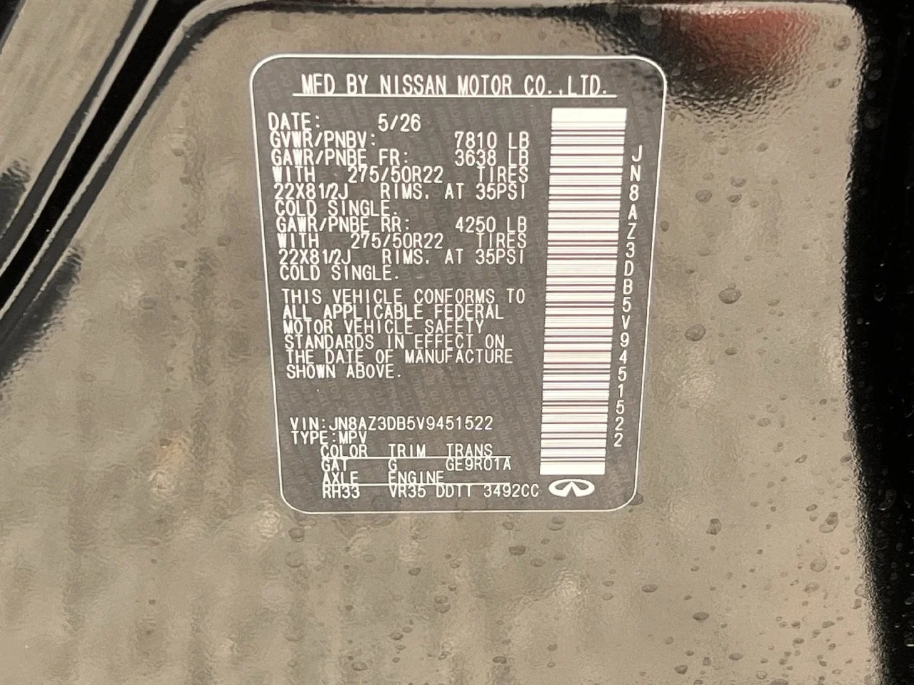 New 2027 MINERAL BLACK INFINITI Sport 4WD image 29