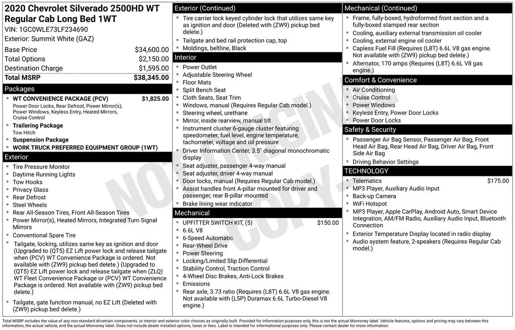 Used 2020 White Chevrolet Work Truck image 17