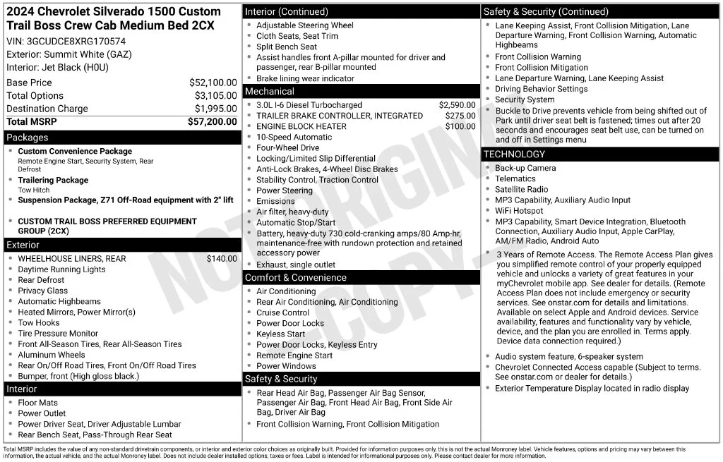 Used 2024 White Chevrolet Custom Trail Boss image 27
