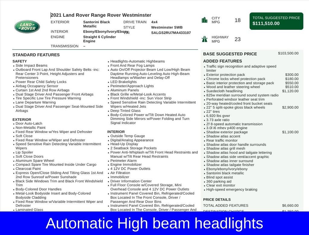 Used 2021 Black Land Rover Westminster image 6