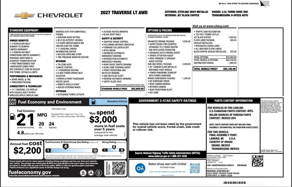 New 2027 Sterling Gray Metallic Chevrolet LT image 2