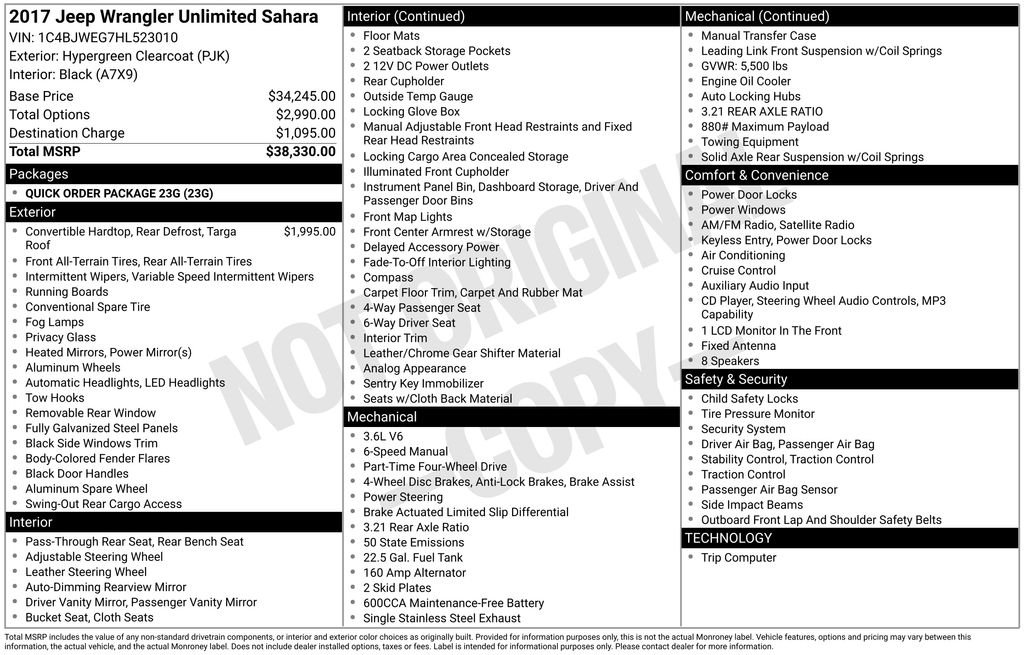 Used 2017 Green Jeep Unlimited Sahara image 6