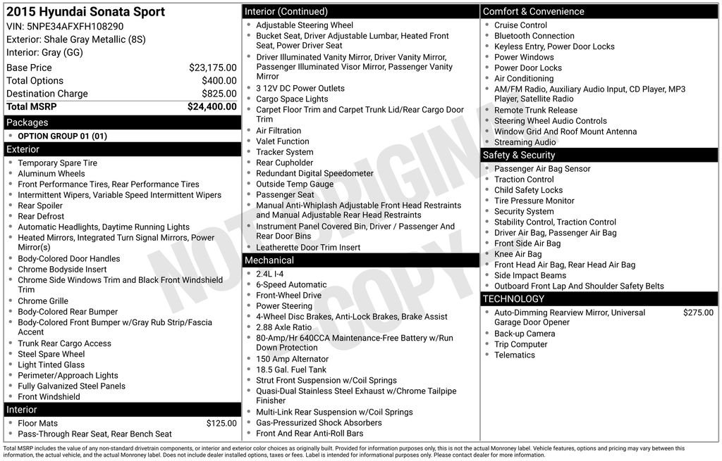 Used 2015 Hyundai Sonata Sport with VIN 5NPE34AFXFH108290 for sale in Sioux City, IA