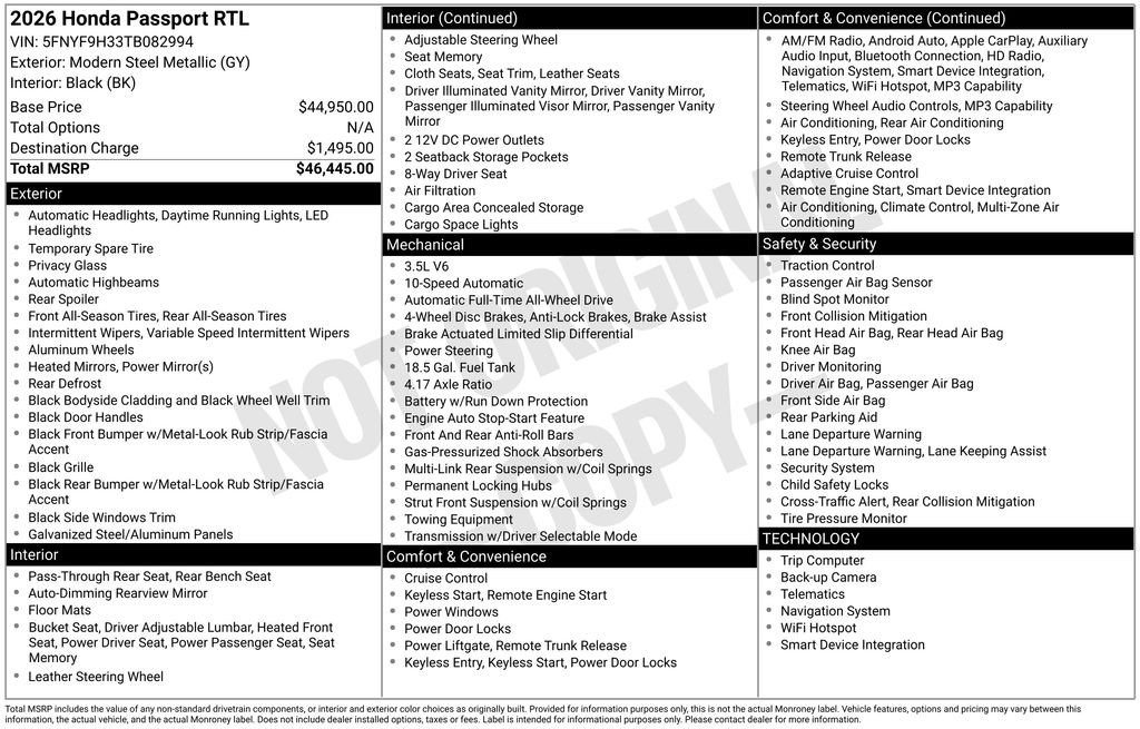 Certified Used 2026 Modern Steel Metallic Honda RTL image 39