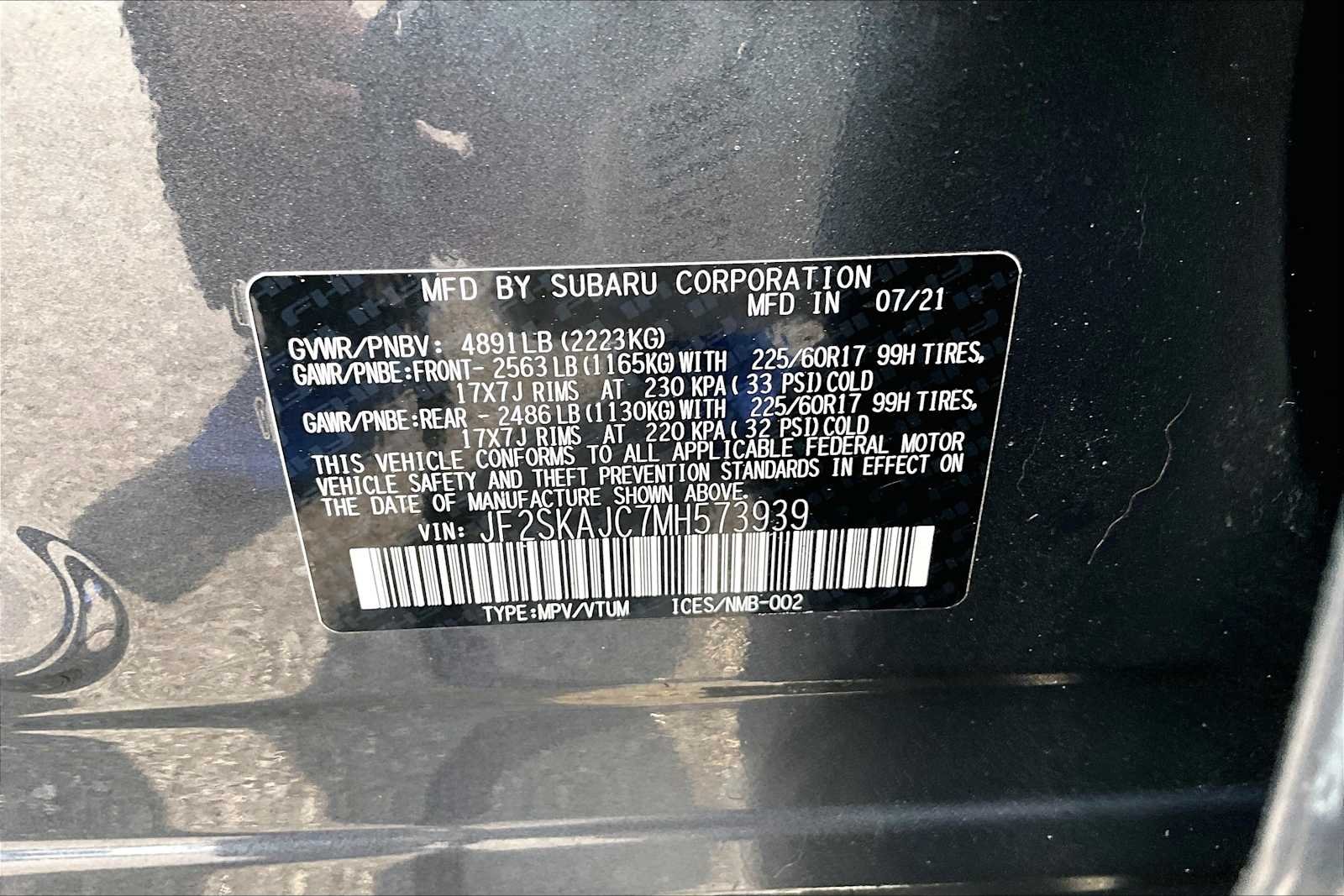 Used 2021 Magnetite Gray Metallic Subaru Premium image 34