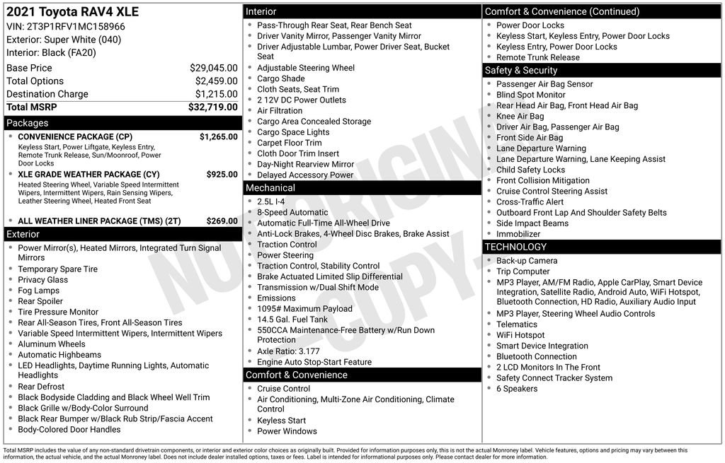 Used 2021 White Toyota XLE image 10