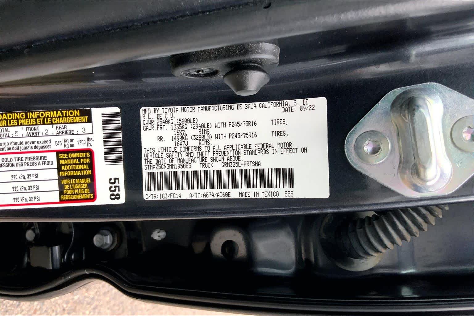 Used 2022 Magnetic Gray Metallic Toyota SR5 image 34