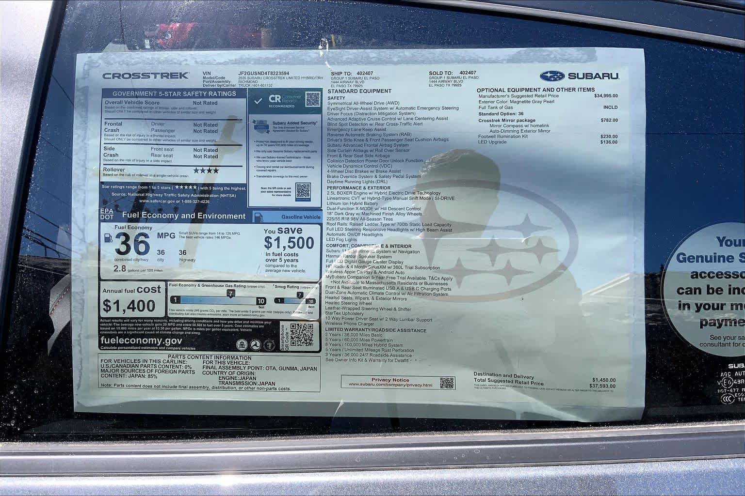 New 2026 MAGNETITE GRAY PEARL Subaru Limited Hybrid image 18