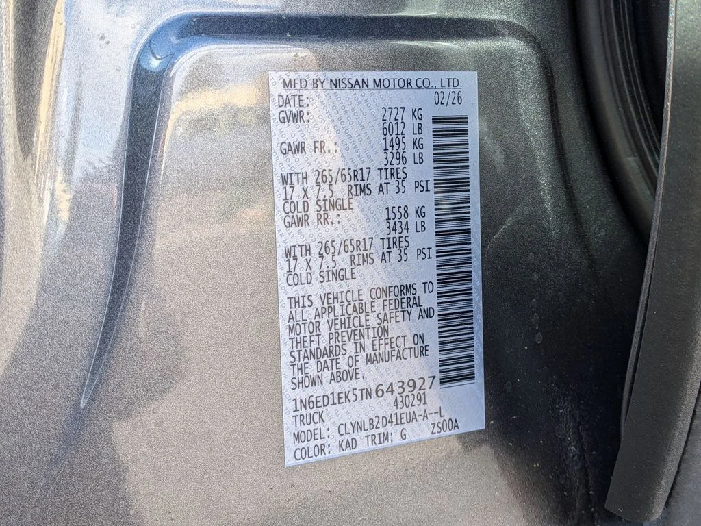 New 2026 Gun Metallic Nissan Crew Cab SV image 25