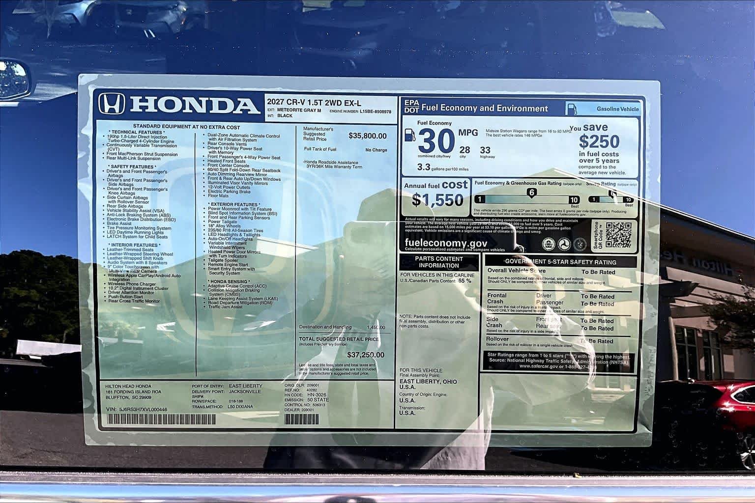New 2027 Meteorite Gray Metallic Honda EX-L image 18
