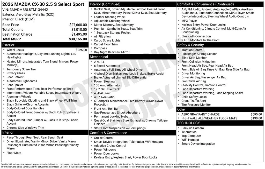 New 2026 Aero Gray Metallic Mazda 2.5 S Select Sport AWD image 24