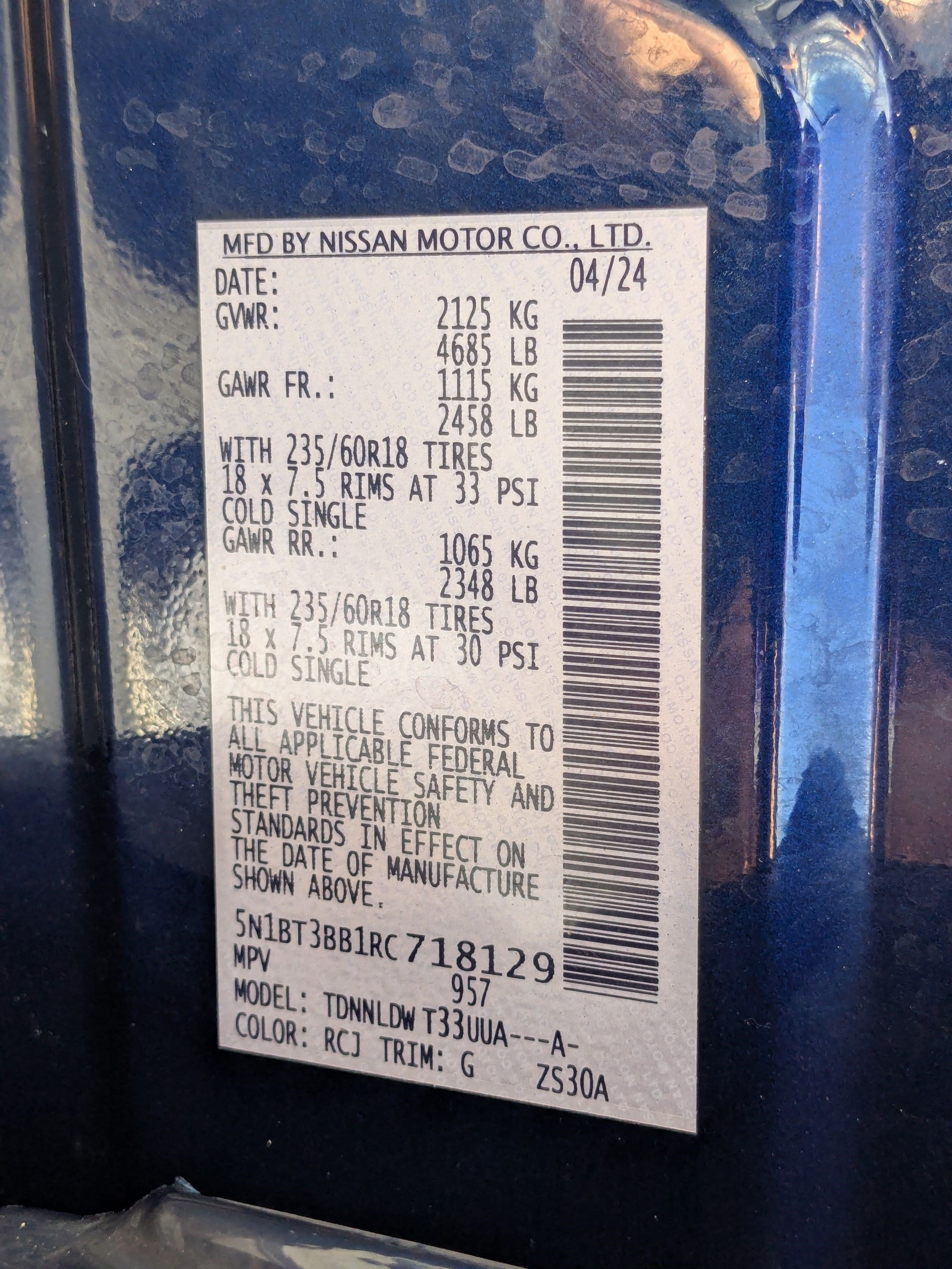 Used 2024 Deep Ocean Blue Pearl Nissan SV image 35