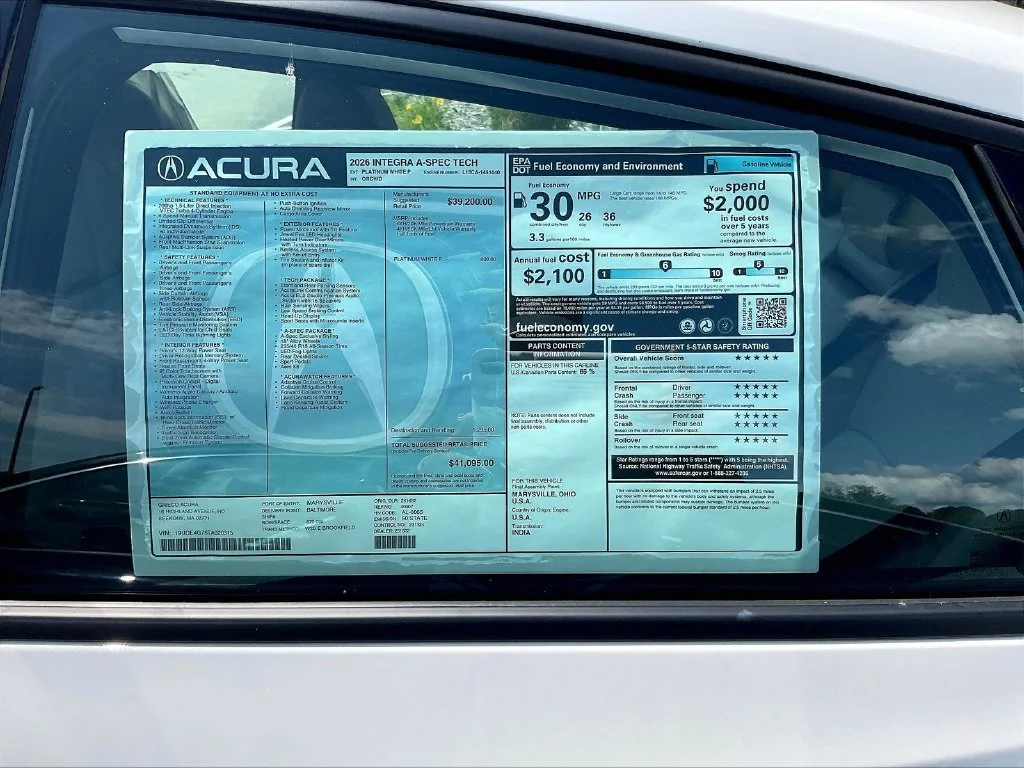 New 2026 Platinum White Pearl Acura FWD A-Spec with Technology image 13