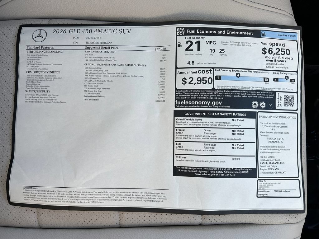New 2026 Black Mercedes-Benz GLE 450 image 74