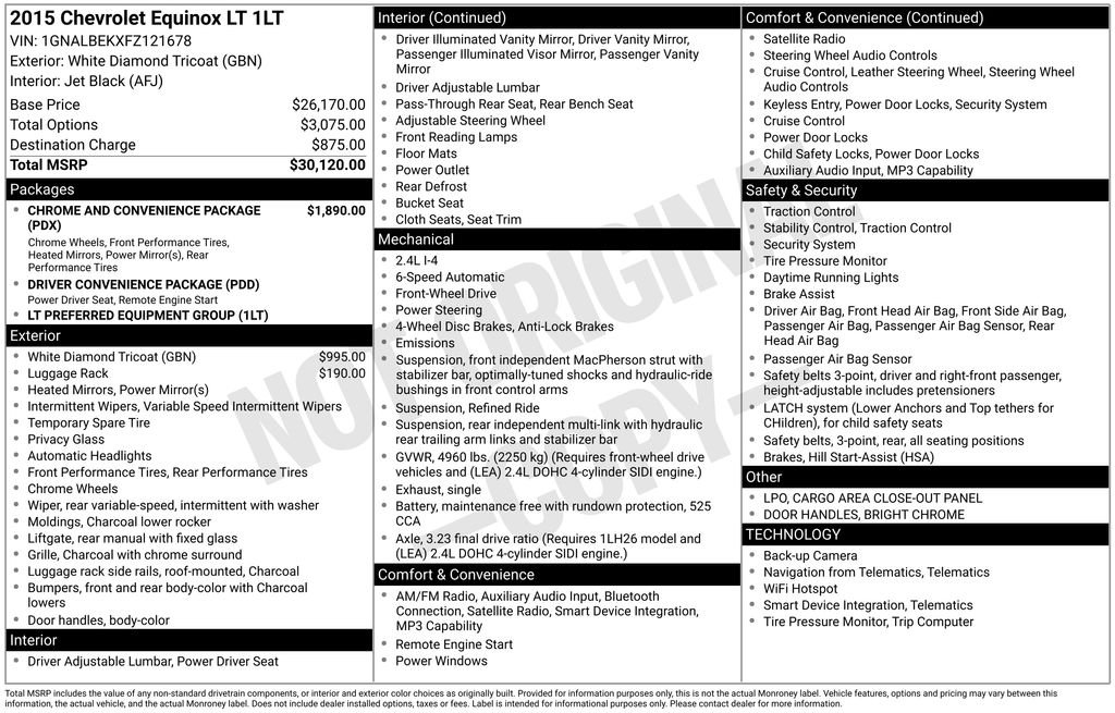 Used 2015 White Chevrolet LT image 7