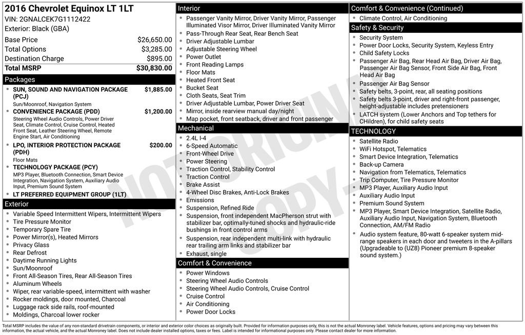 Used 2016 Black Chevrolet LT image 1