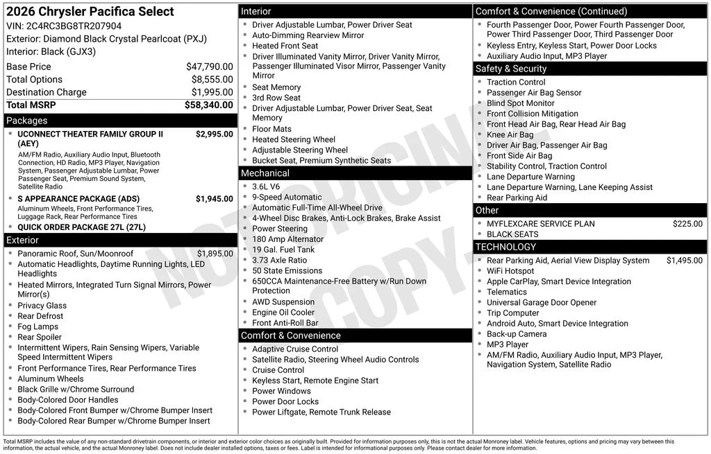 New 2026 Diamond Black Crystal Pearl-Coat Exterior Paint Chrysler Select image 6