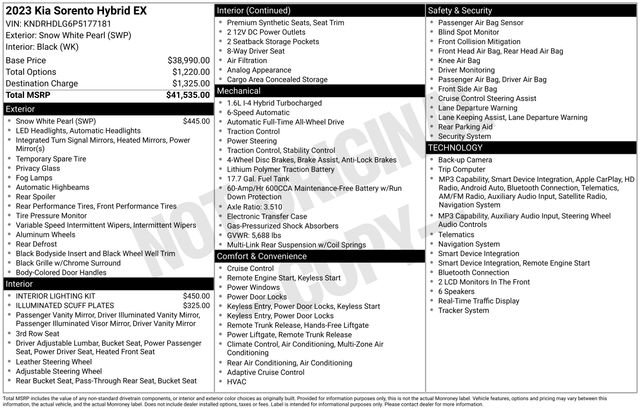 Used 2023 White Kia EX image 1