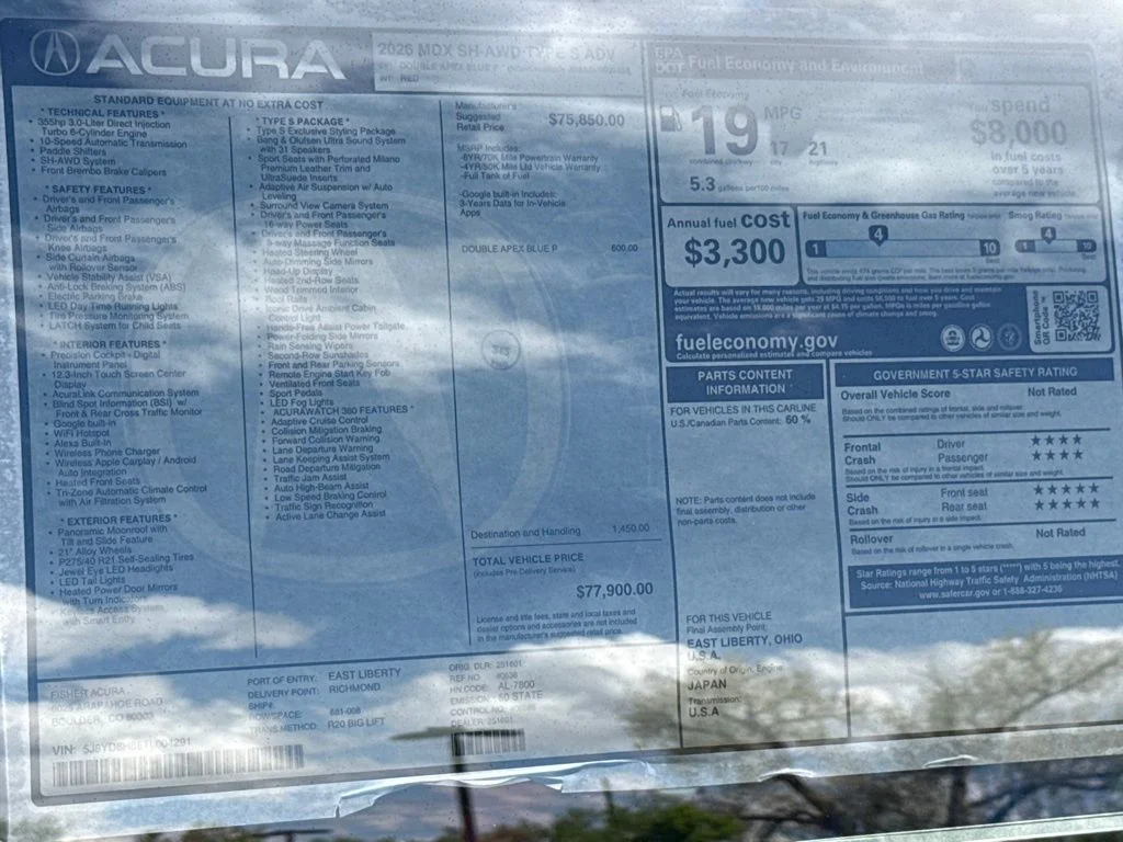 New 2026 Double Apex Blue Pearl Acura Type S w/Advance Package image 30