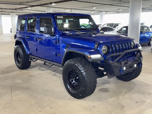 Used 2020 Ocean Blue Metallic Clearcoat Jeep Unlimited Sahara image 2