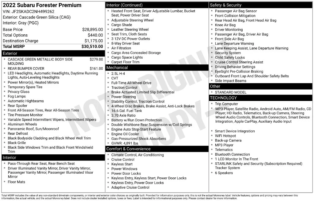 Used 2022 Green Subaru Premium image 6