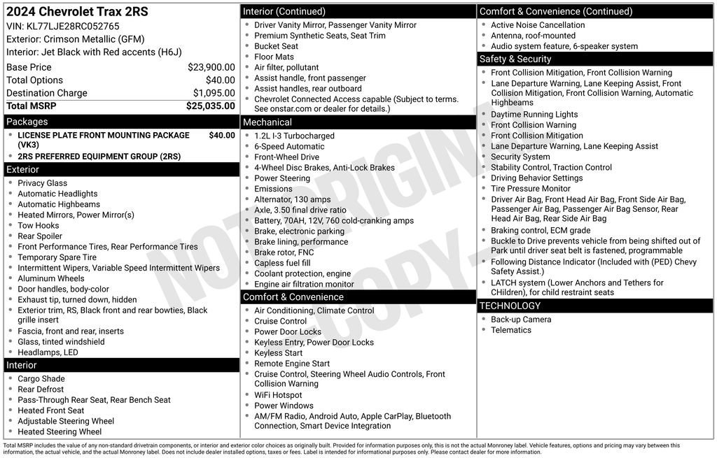 Used 2024 Crimson Metallic Chevrolet 2RS image 36