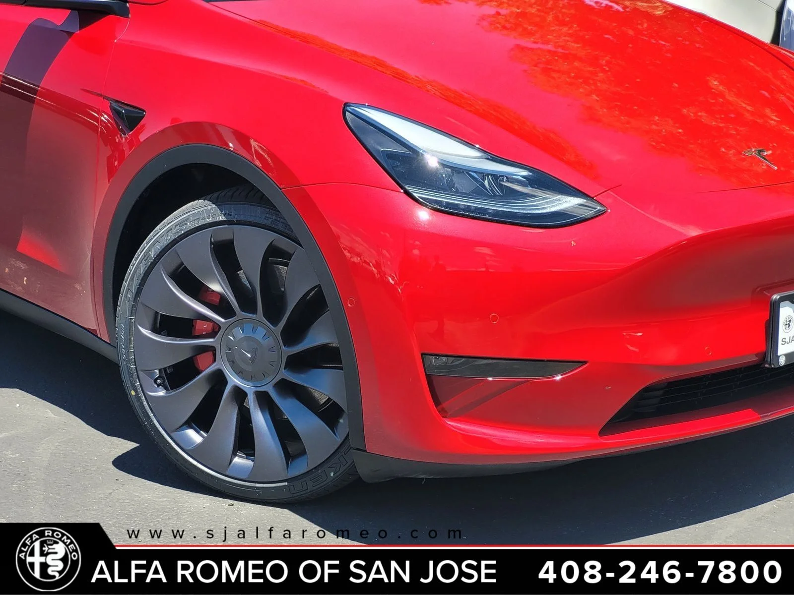 Used 2022 Red Tesla Performance image 3