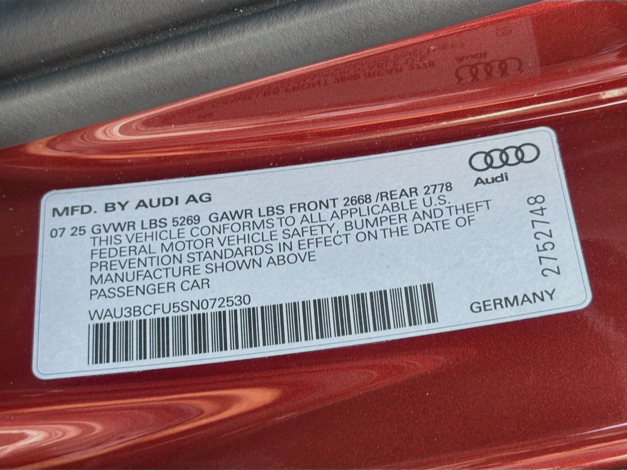 Certified Used 2025 Red Metallic Audi Prestige image 45