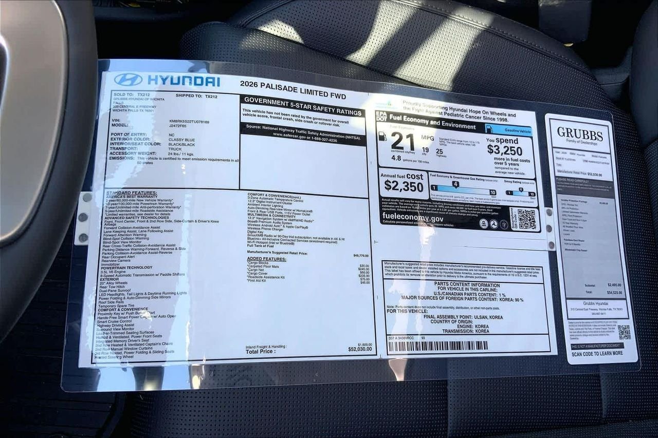 New 2026 Classy Blue Pearl Hyundai Limited FWD image 18