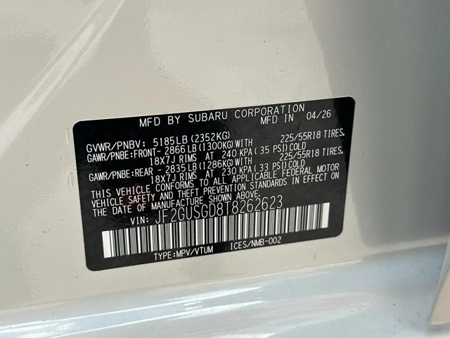 New 2026 CRYSTAL WHITE PEARL Subaru Sport Hybrid image 58