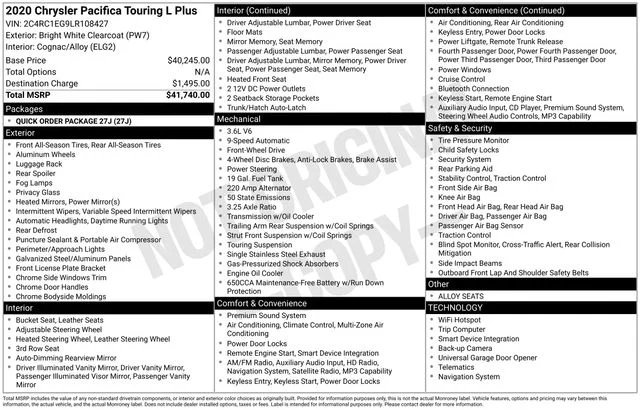 Used 2020 White Chrysler Touring L Plus image 2