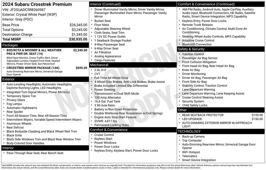 Used 2024 White Subaru Premium image 44