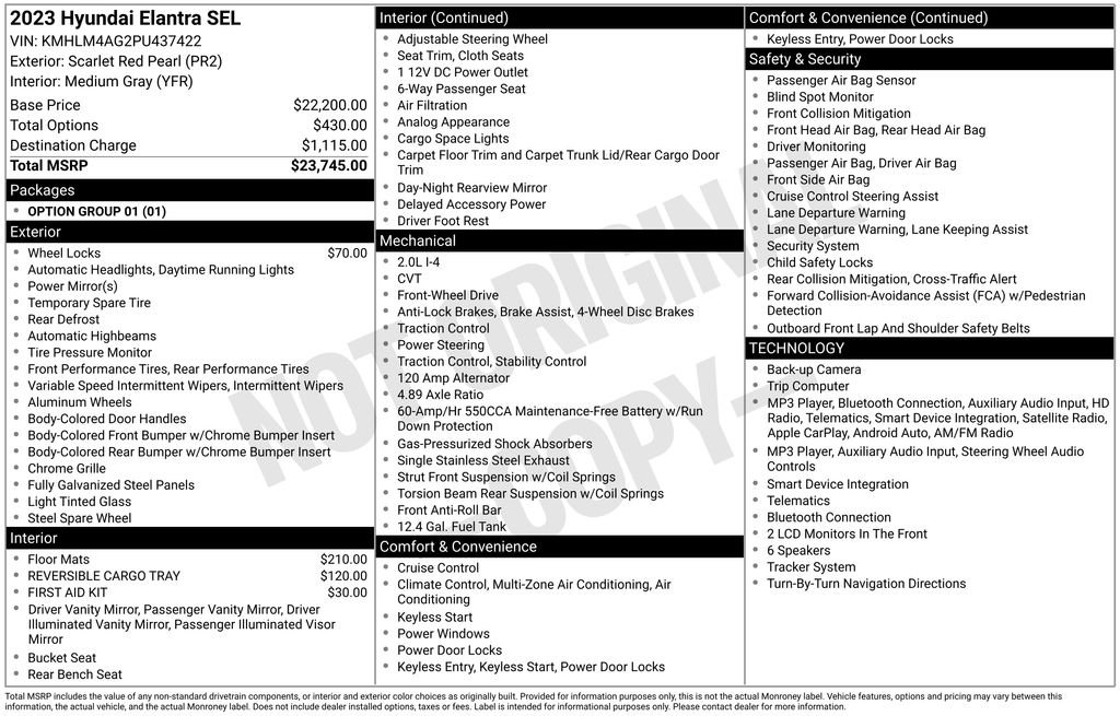 Used 2023 Scarlet Red Pearl Hyundai SEL image 3